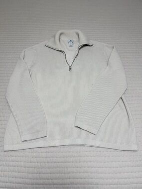 H&M Men's White Ribbed Half-Zip Sweater
